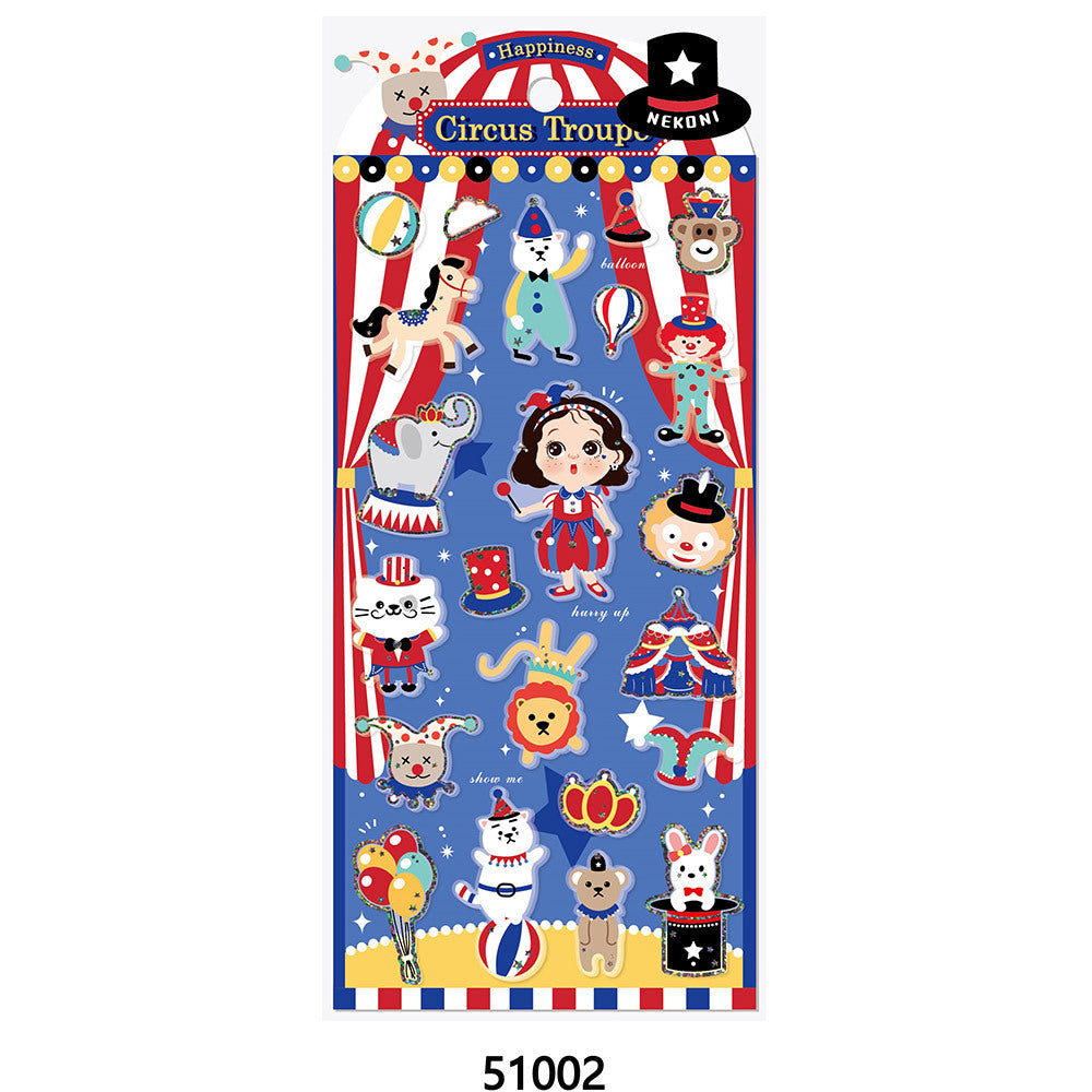 【平面】女の子 サーカス シーン手帳シール