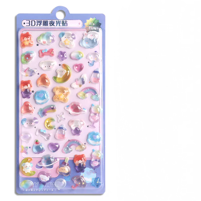 【3D】硬い夜光 浮き彫り クリスタルシール