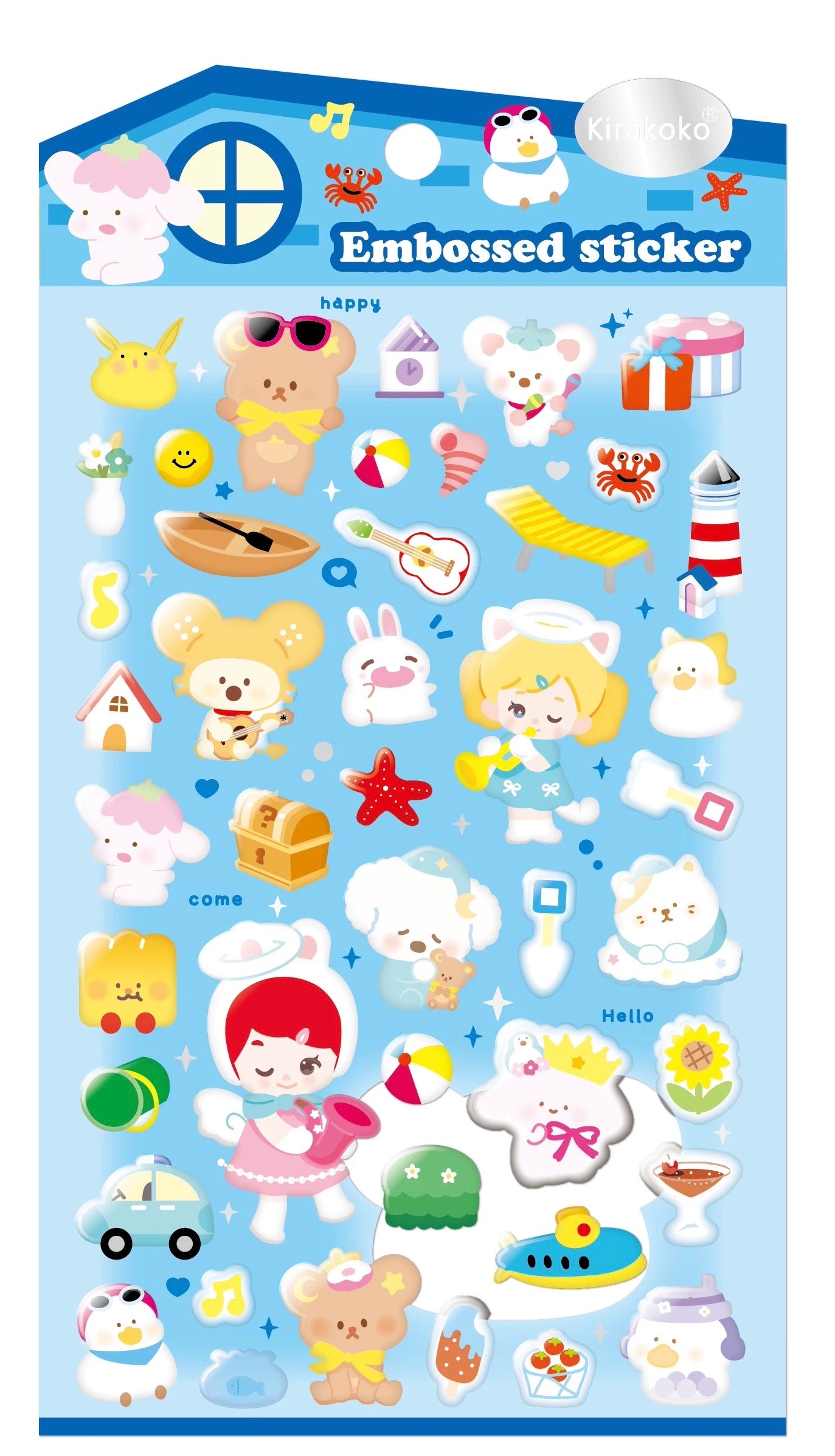 【3D】キラココ 立体エンボス動物シール クリスタルデコ