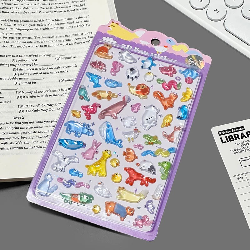 【3D】可愛い動物シリーズ ステッカー 全 5 種