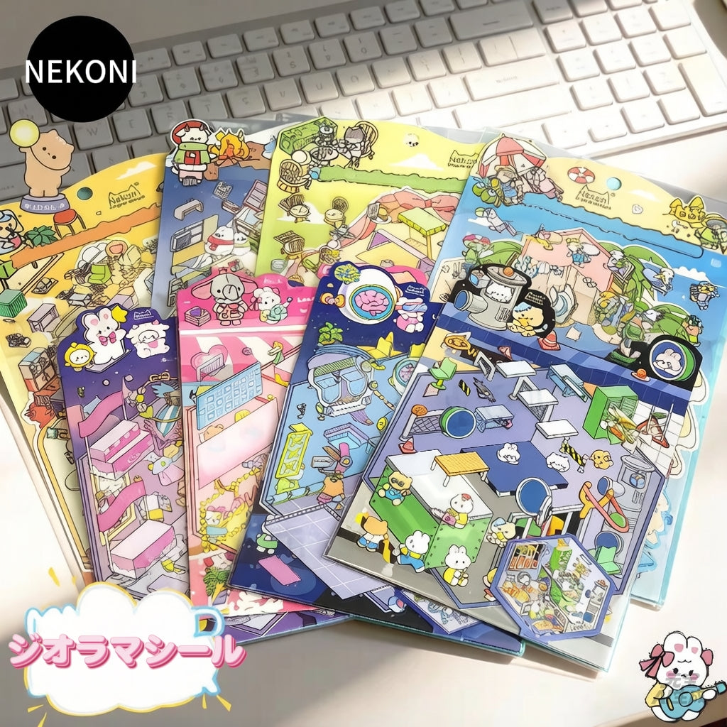 【ジオラマシール】ジオラマシール かわいい ストレス解消（M サイズ）