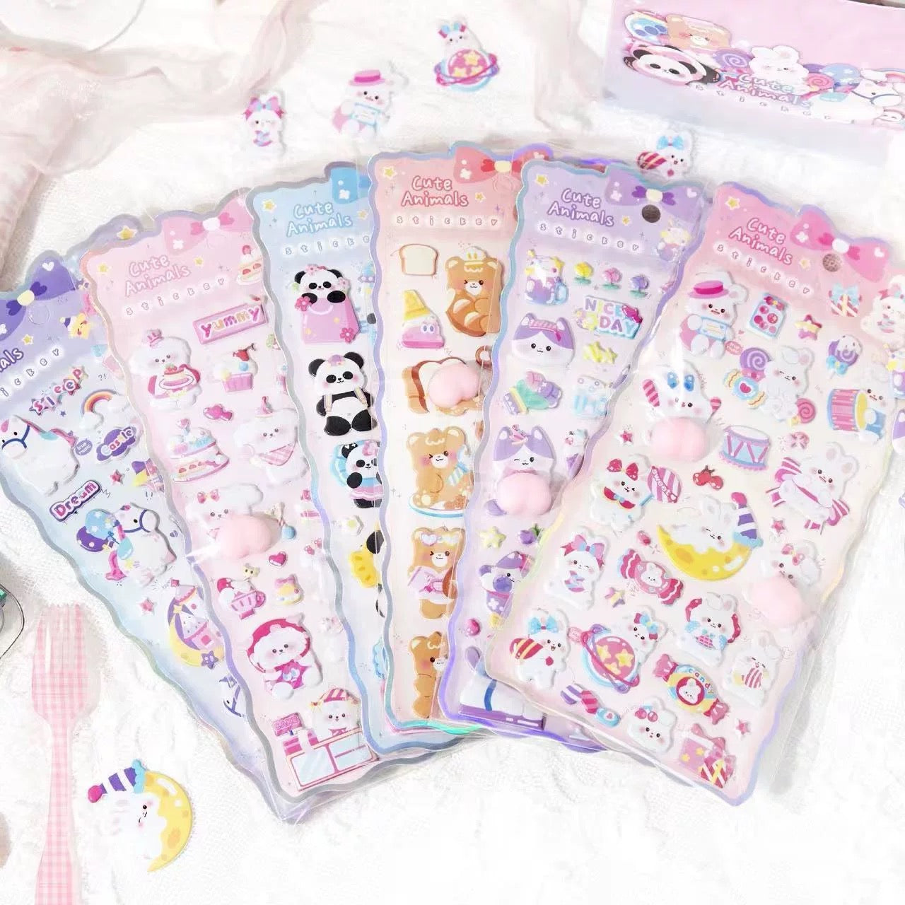 【もちもち】おしりぷにステッカー 3Dどうぶつシリーズ 全6種