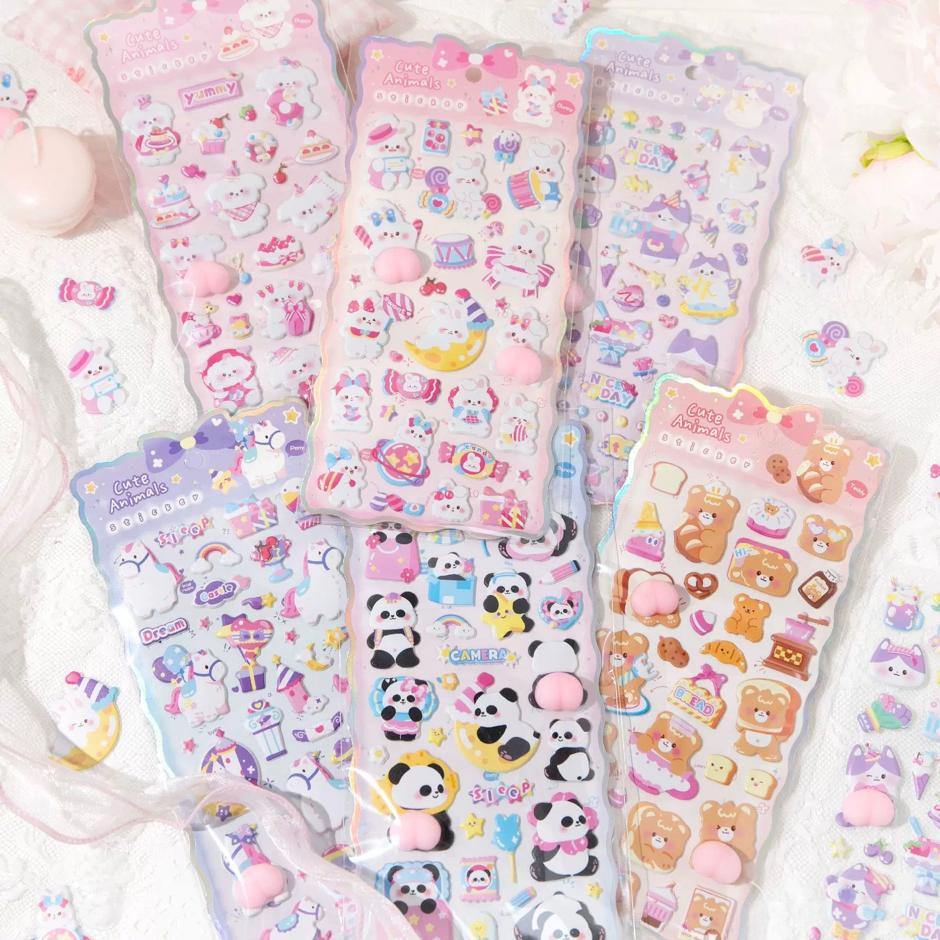 【もちもち】おしりぷにステッカー 3Dどうぶつシリーズ 全6種