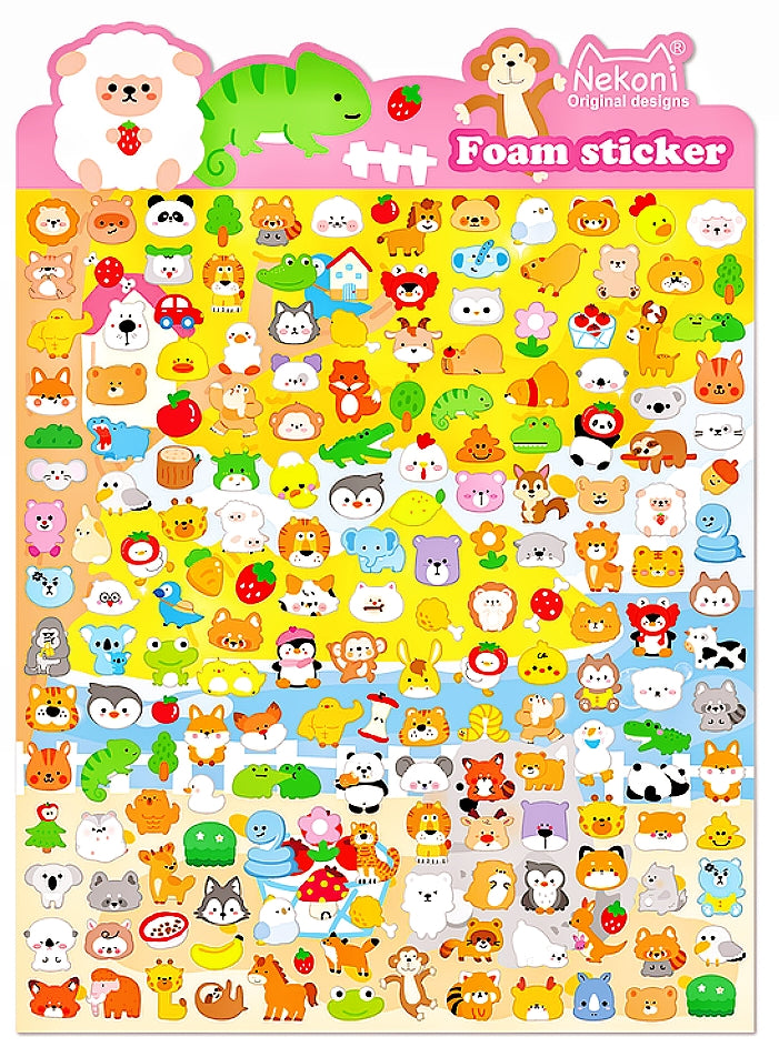 【柔らか】ミニアニマル 3D 立体バブルシール 猫・犬 手帳デコ