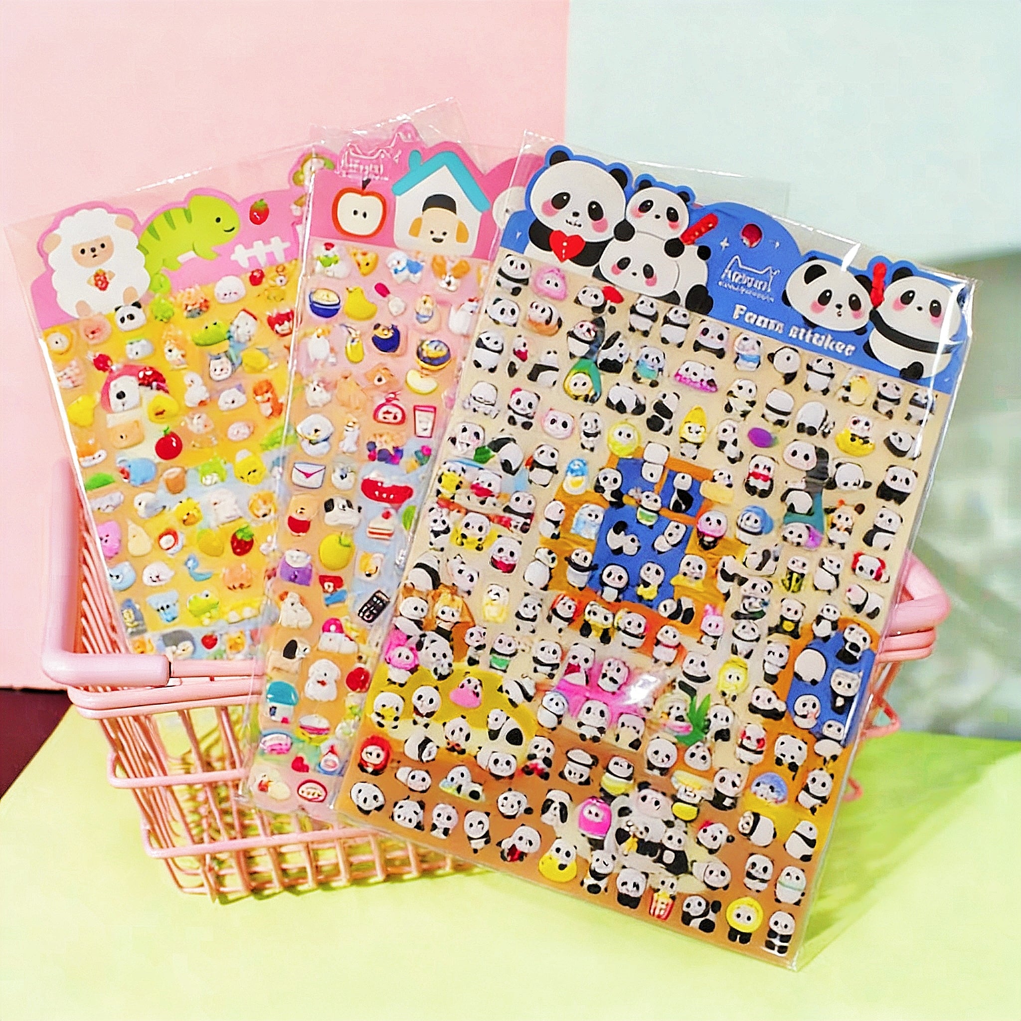 【柔らか】ミニアニマル 3D 立体バブルシール 猫・犬 手帳デコ