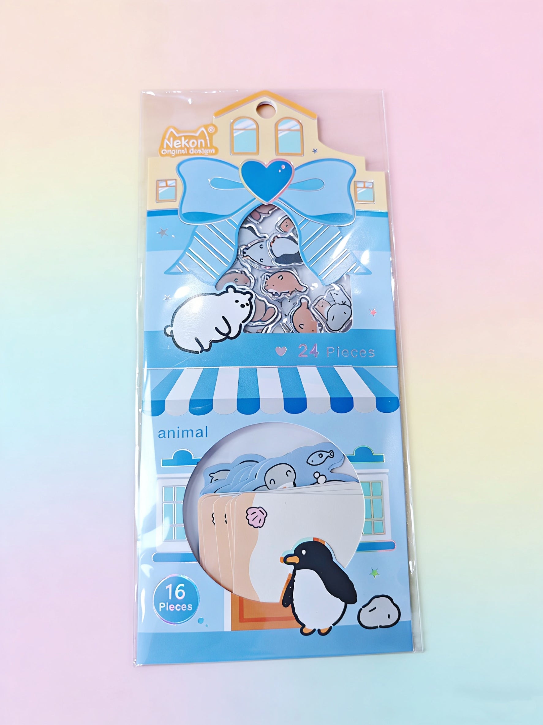 【メモステッカー】線画クレヨン小動物 ウレタンシール