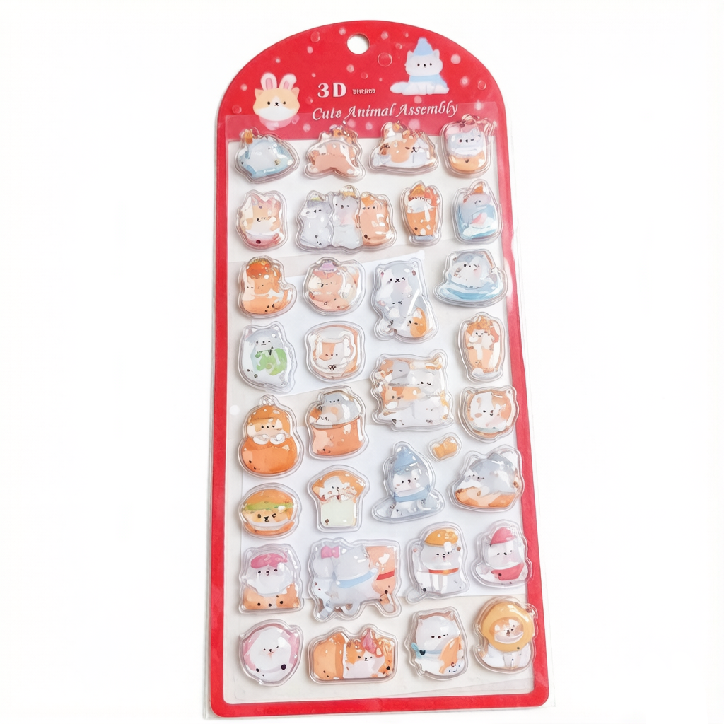 【3D】動物 クリスタル 立体 キュート 手帳用素材