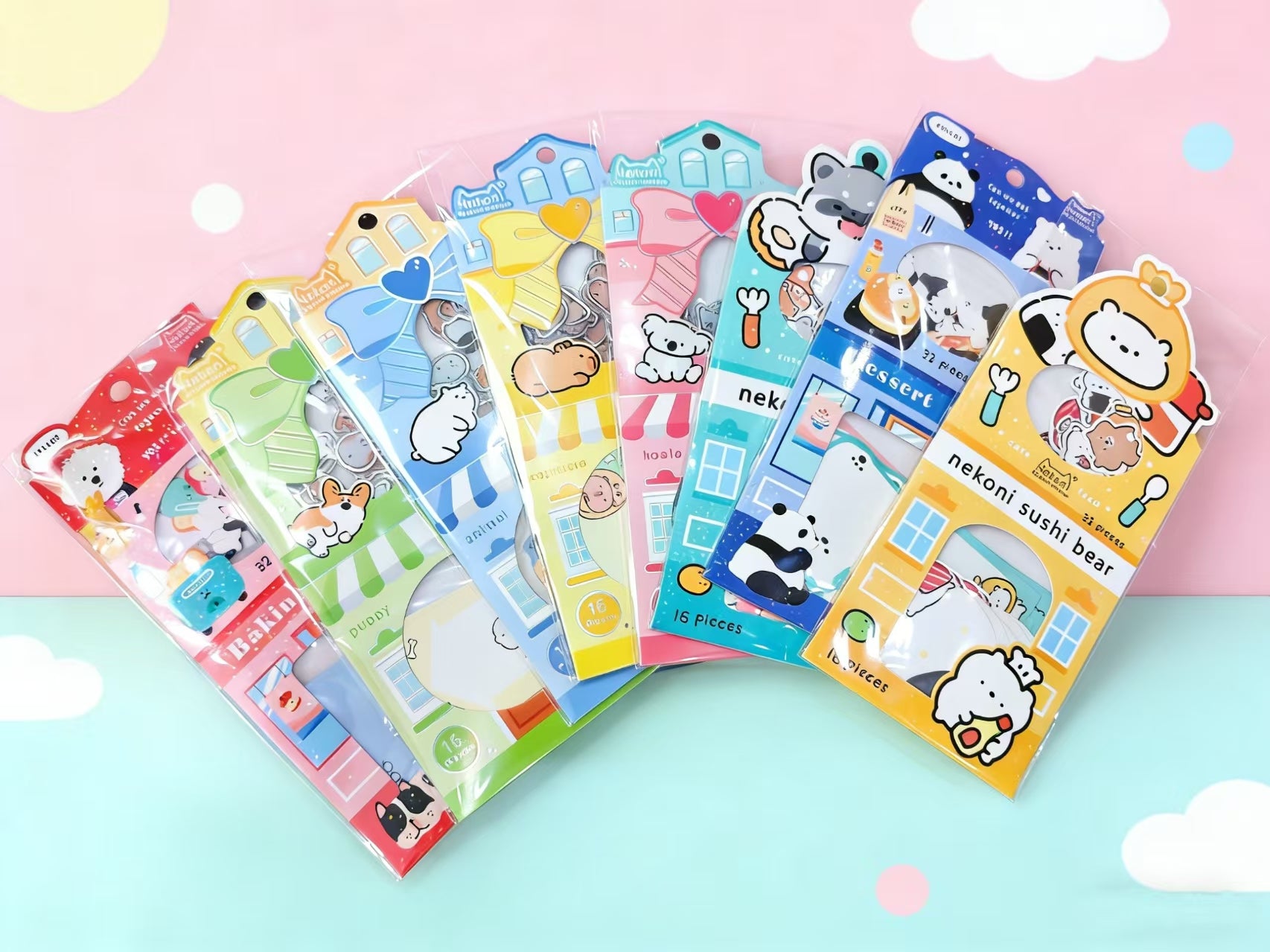 【メモステッカー】線画クレヨン小動物 ウレタンシール