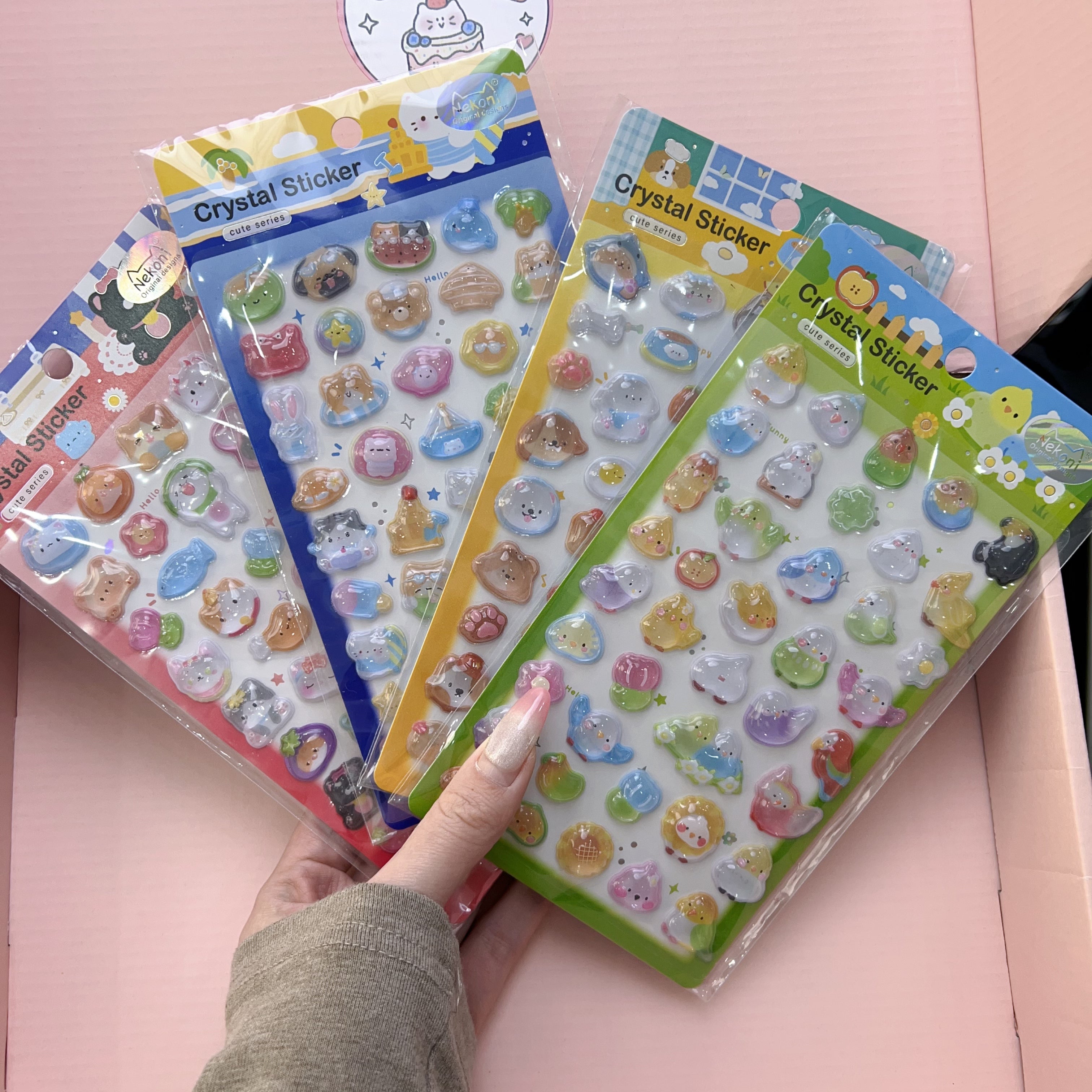 【3D】Nekoni 3D硬いクリスタルシールどうぶつステッカー