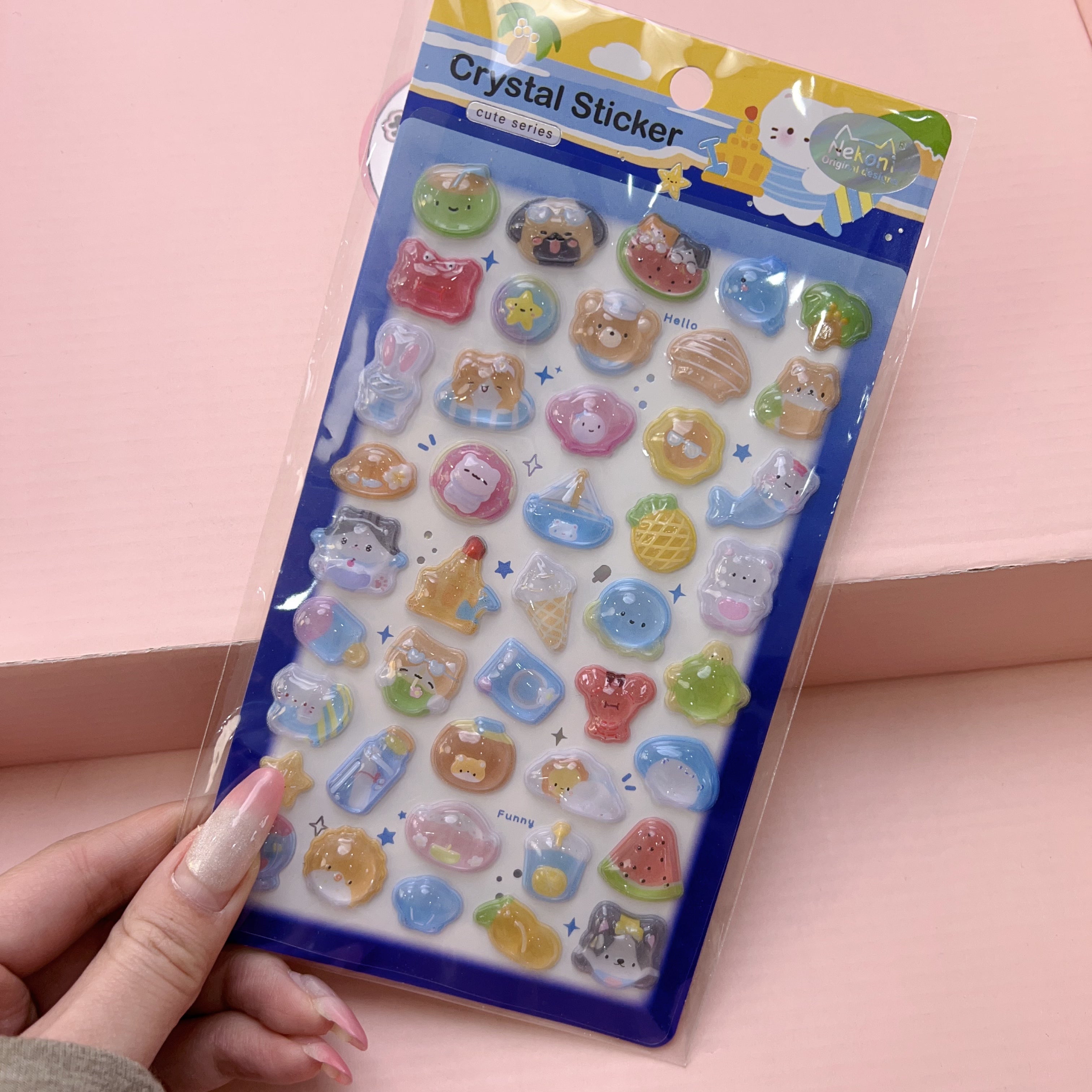 【3D】Nekoni 3D硬いクリスタルシールどうぶつステッカー