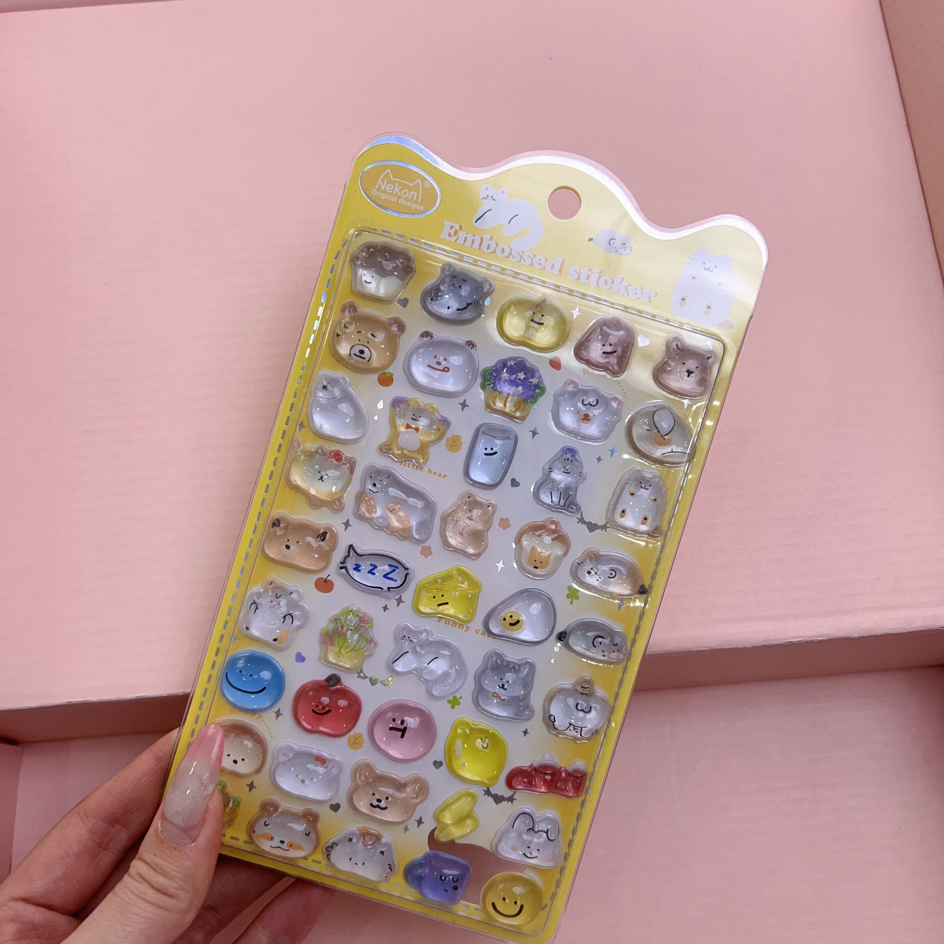 【3D】Nekoni 3D硬いクリスタルシールどうぶつステッカー