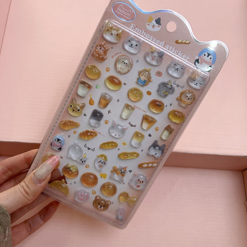 【3D】Nekoni 3D硬いクリスタルシールどうぶつステッカー