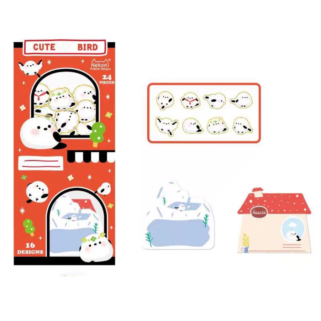 【メモステッカー】ペットシールメモ シマエナガ・パンダ・ハムスター