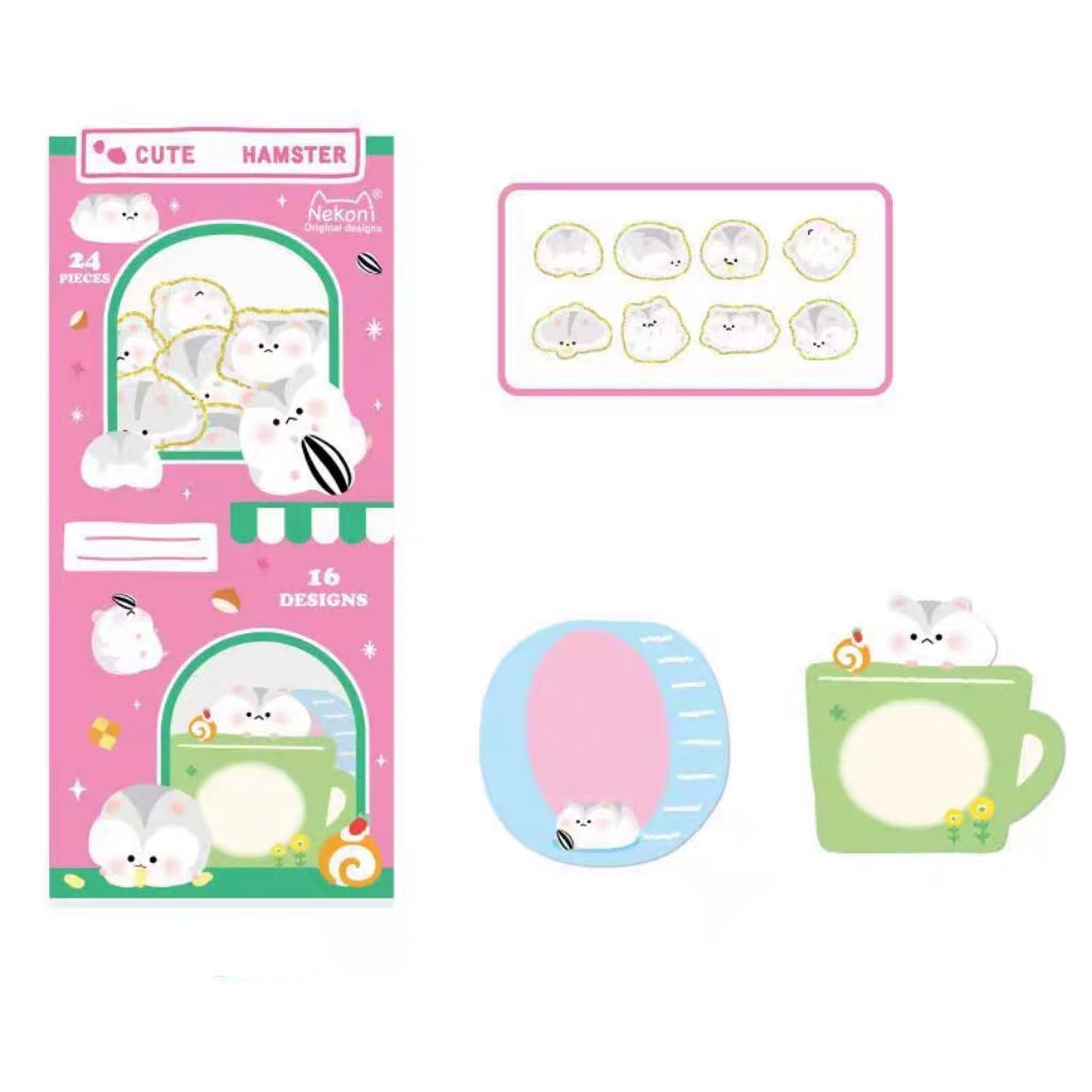 【メモステッカー】ペットシールメモ シマエナガ・パンダ・ハムスター