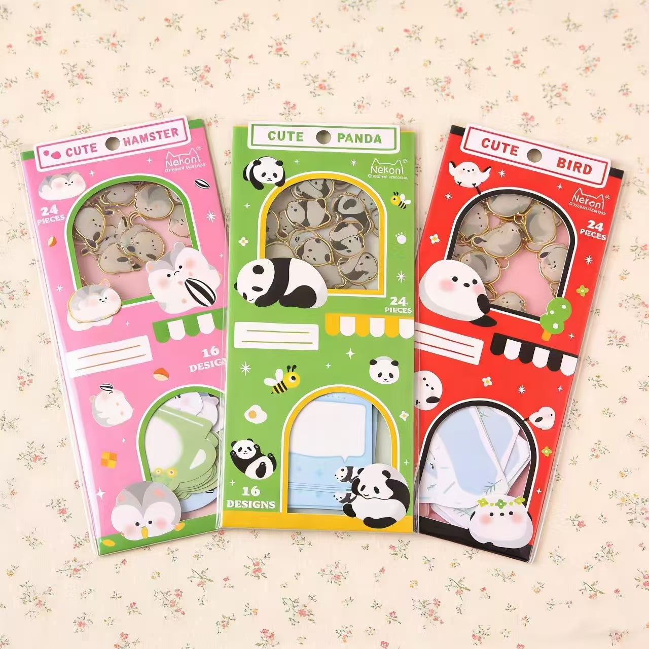 【メモステッカー】ペットシールメモ シマエナガ・パンダ・ハムスター