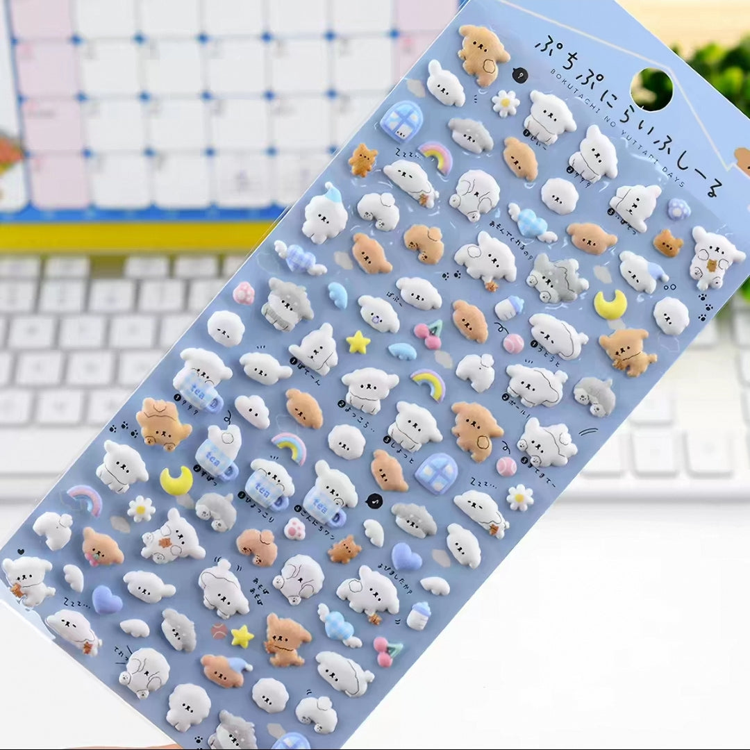 【柔らか】可愛い動物キャラクター立体シール スポンジ動物ぷっくりシール 手帳3D立体デコレーションシール