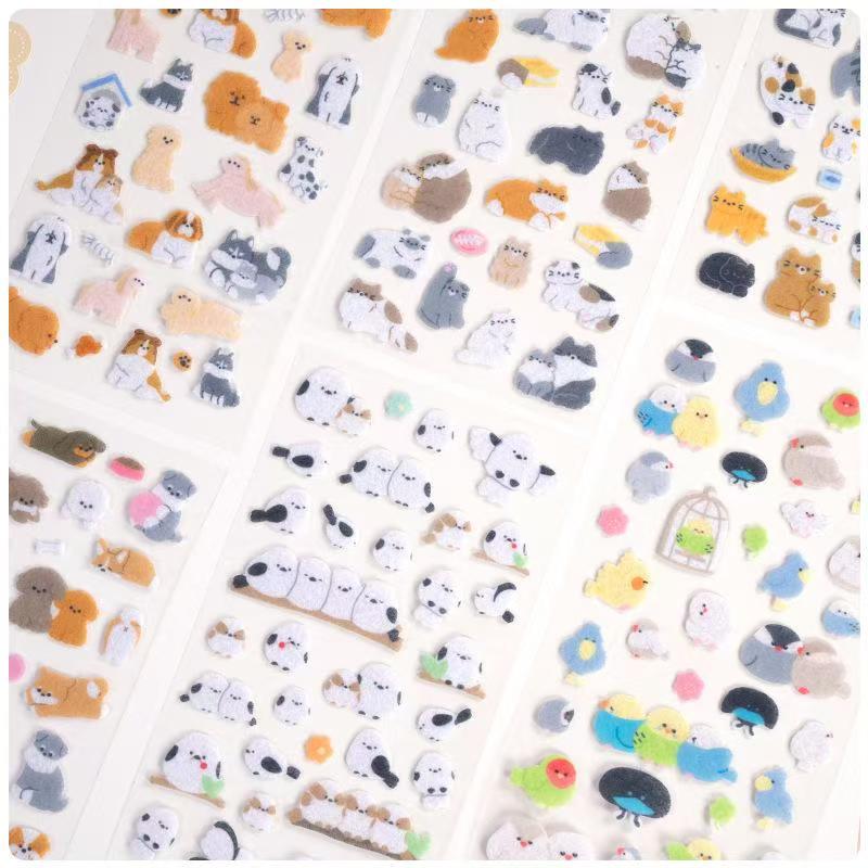 【平面】日系 かわいい動物 立体フェルトステッカーシール