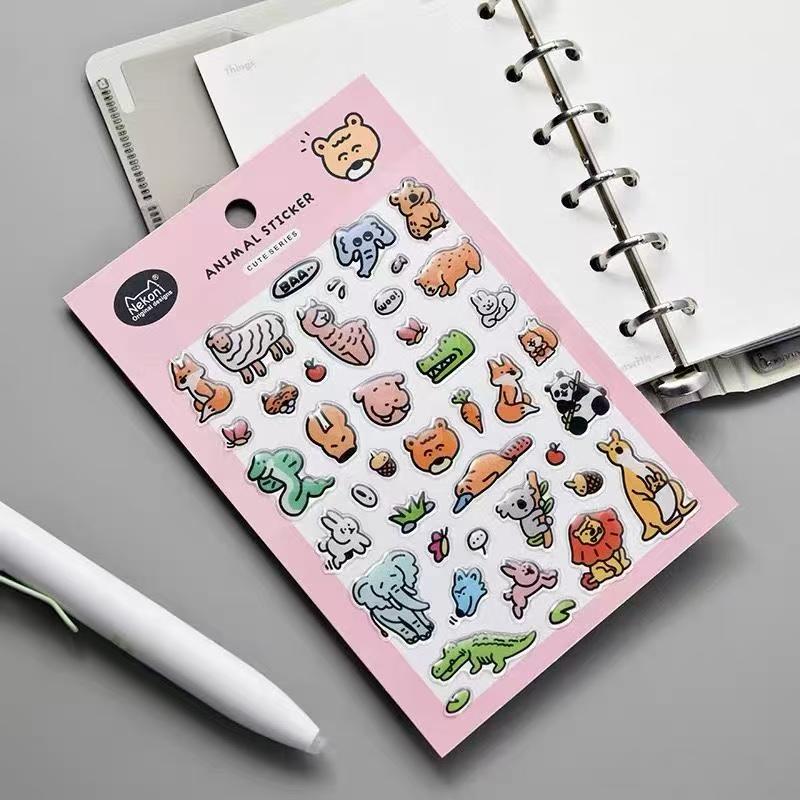 【ゼリー】キュート ラインイラスト レジンシール 動物・海辺デコ